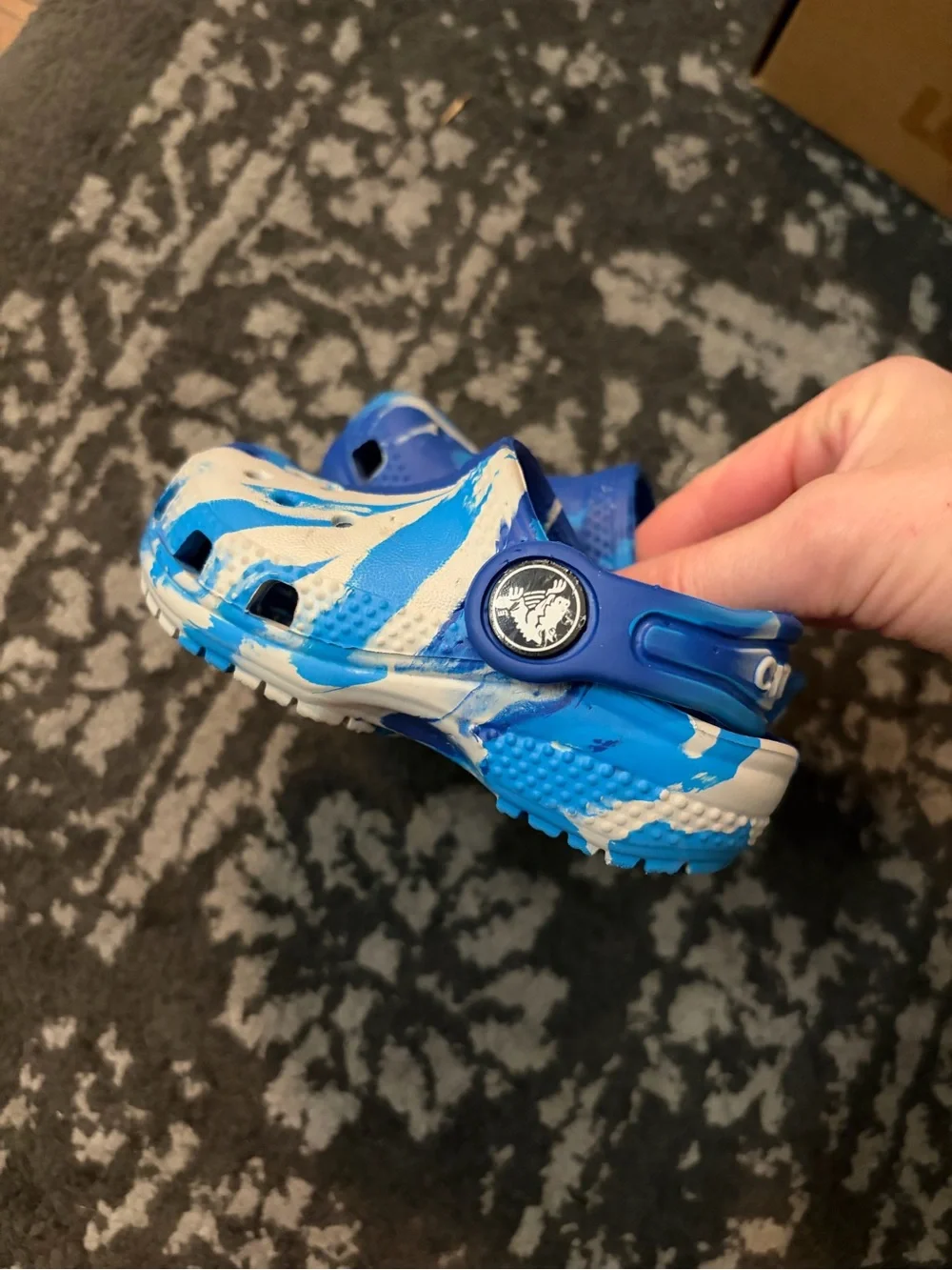 CROCS Baby C4 Blue and White Swirl Clog Sandals